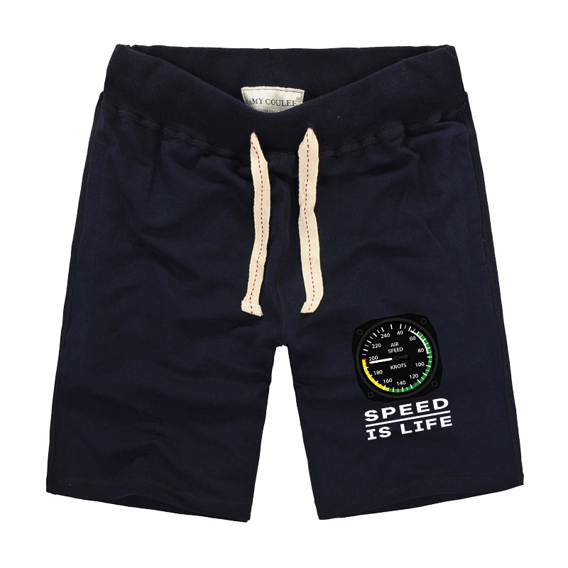 Speed Is Life Designed Cotton Shorts