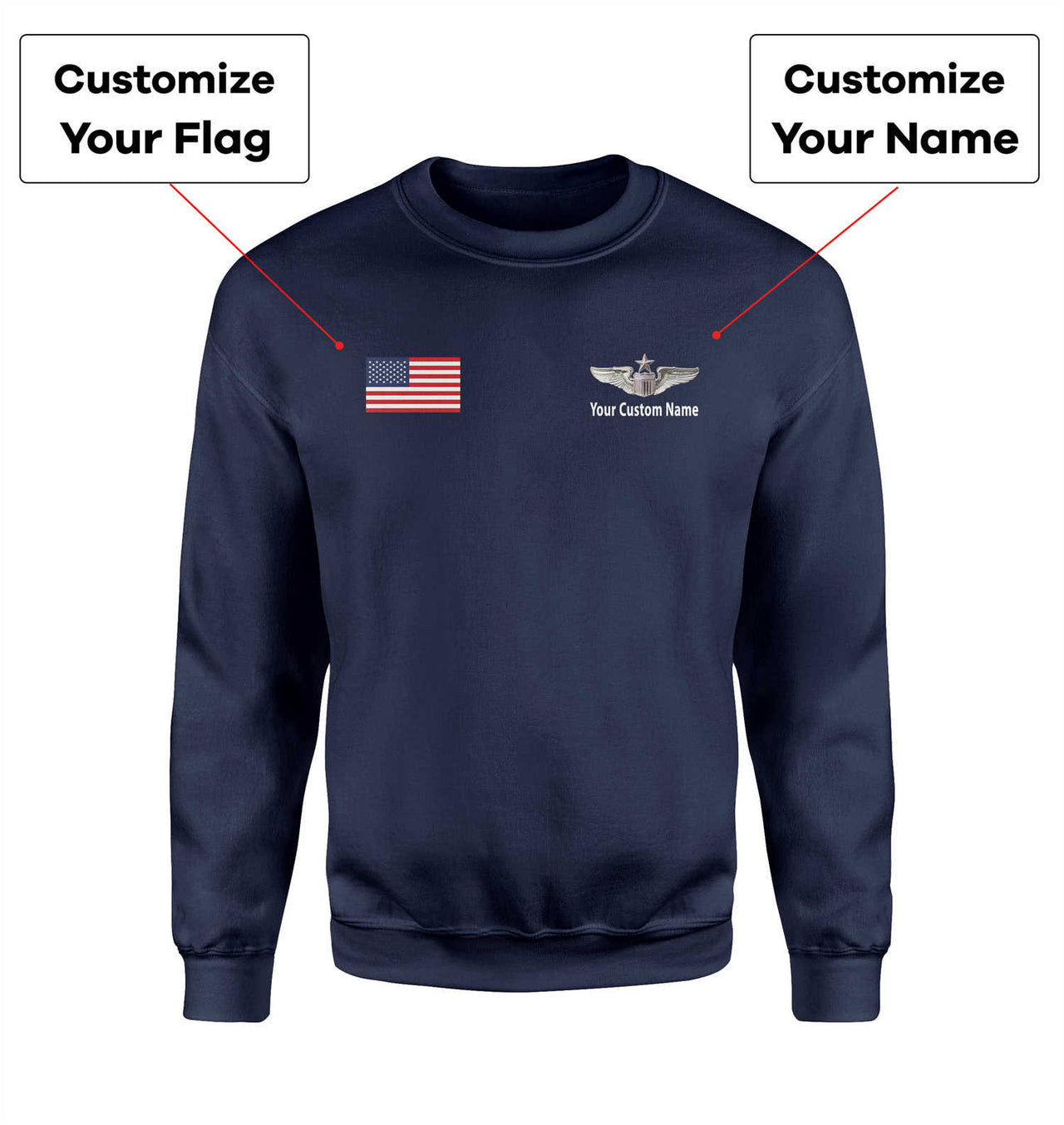 Custom Flag & Name with (US Air Force & Star) Designed 3D Sweatshirts
