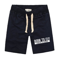 Thumbnail for Born To Fly Forced To Work Designed Cotton Shorts