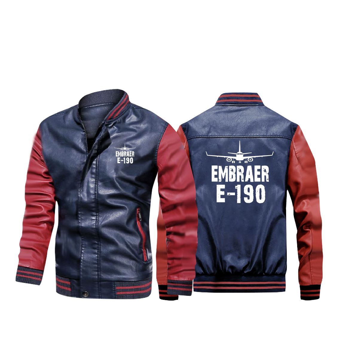 Embraer E-190 & Plane Designed Stylish Leather Bomber Jackets