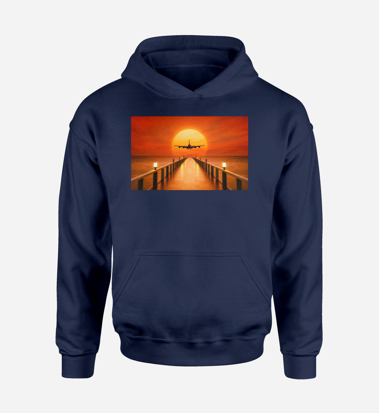 Airbus A380 Towards Sunset Designed Hoodies