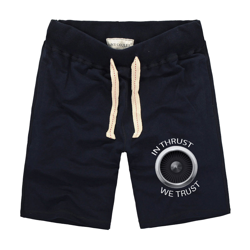 In Thrust We Trust Designed Cotton Shorts