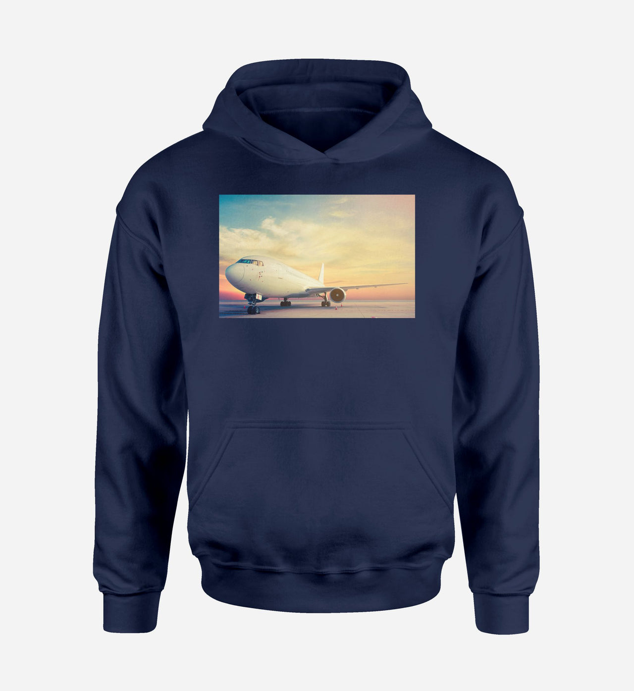 Parked Aircraft During Sunset Designed Hoodies