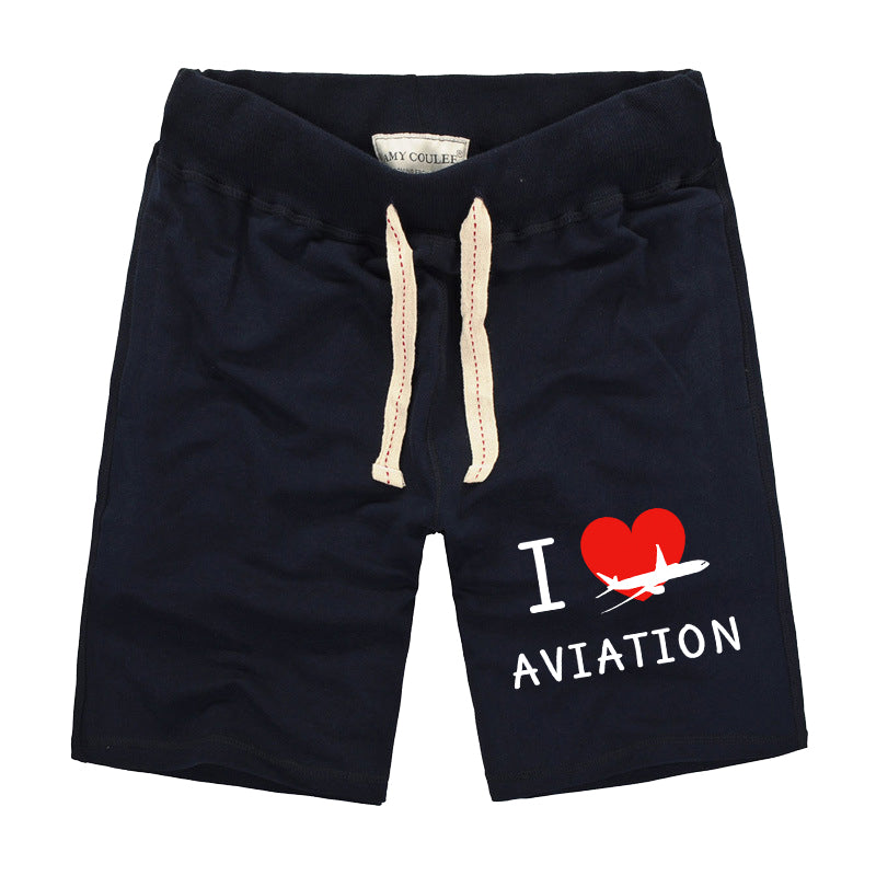 I Love Aviation Designed Cotton Shorts