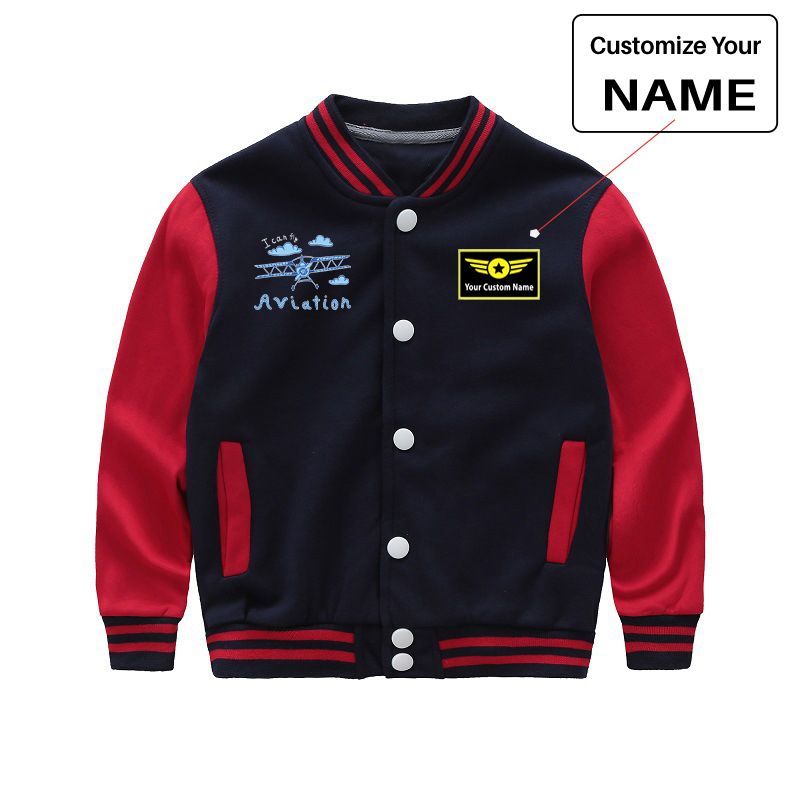I Can Fly & Aviation Designed "CHILDREN" Baseball Jackets