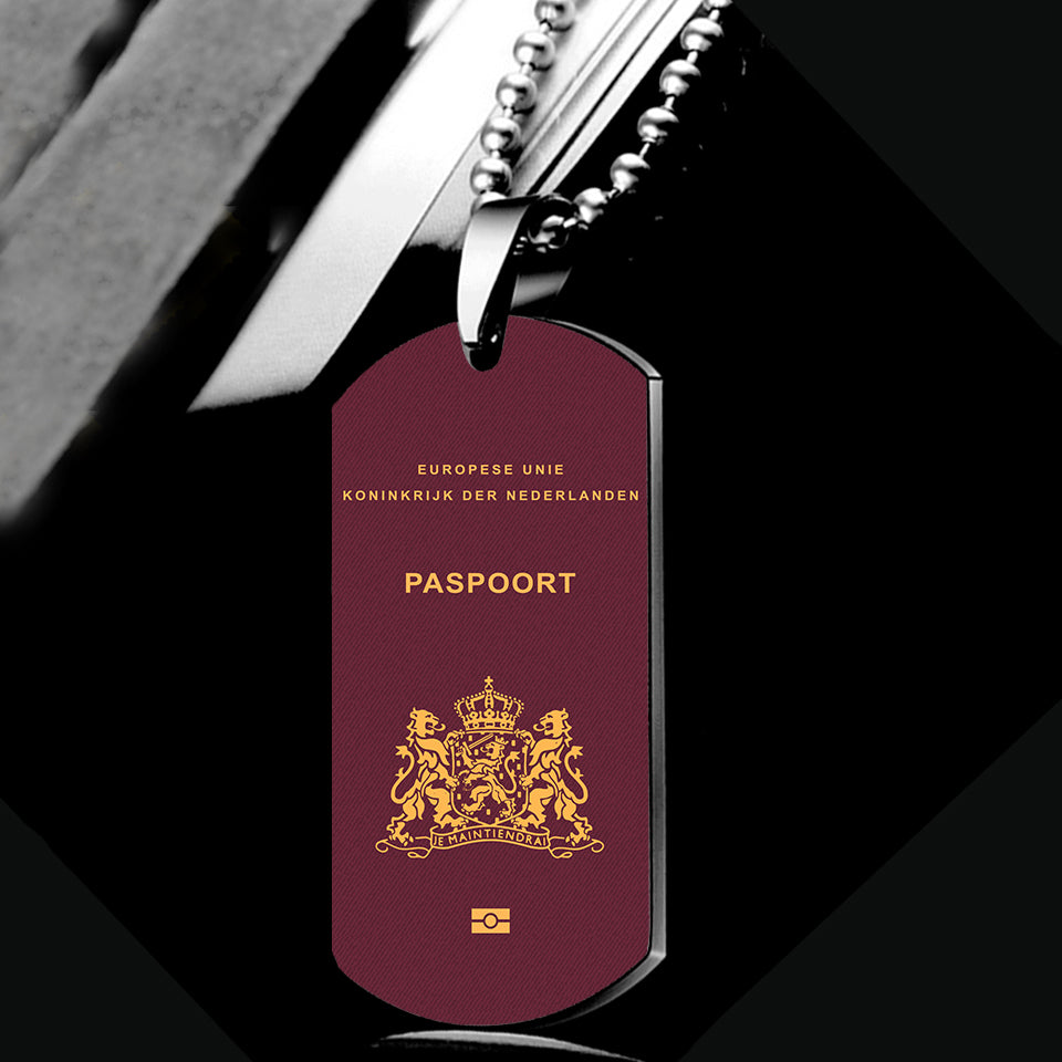 Netherlands Passport Designed Metal Necklaces