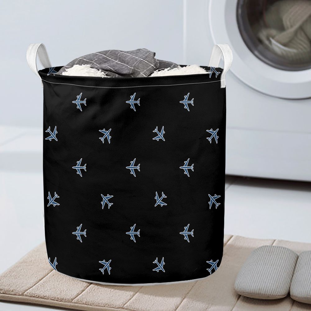 Nice Airplanes (Black) Designed Laundry Baskets