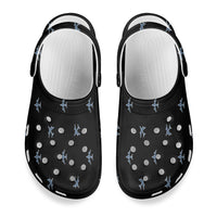 Thumbnail for Nice Airplanes (Black) Designed Hole Shoes & Slippers (WOMEN)