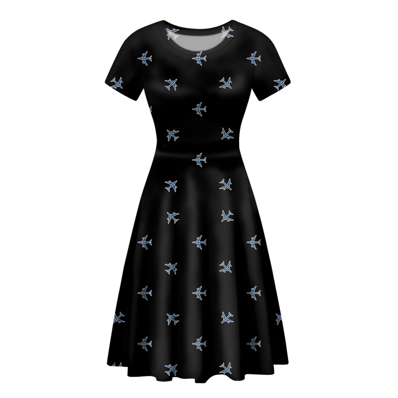 Nice Airplanes (Black) Designed Women Midi Dress