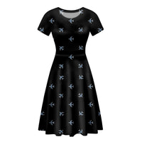 Thumbnail for Nice Airplanes (Black) Designed Women Midi Dress