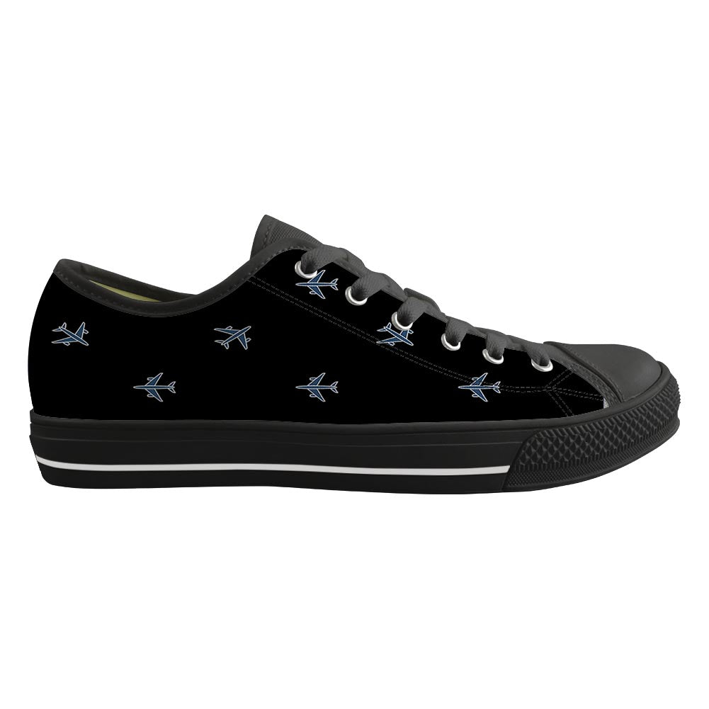 Nice Airplanes (Black) Designed Canvas Shoes (Men)