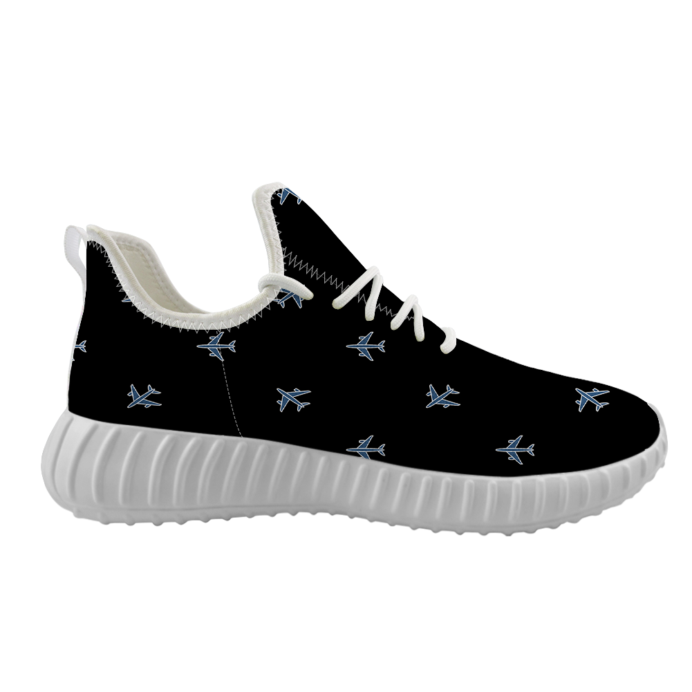 Nice Airplanes (Black) Designed Sport Sneakers & Shoes (WOMEN)