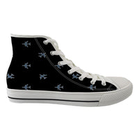 Thumbnail for Nice Airplanes (Black) Designed Long Canvas Shoes (Men)
