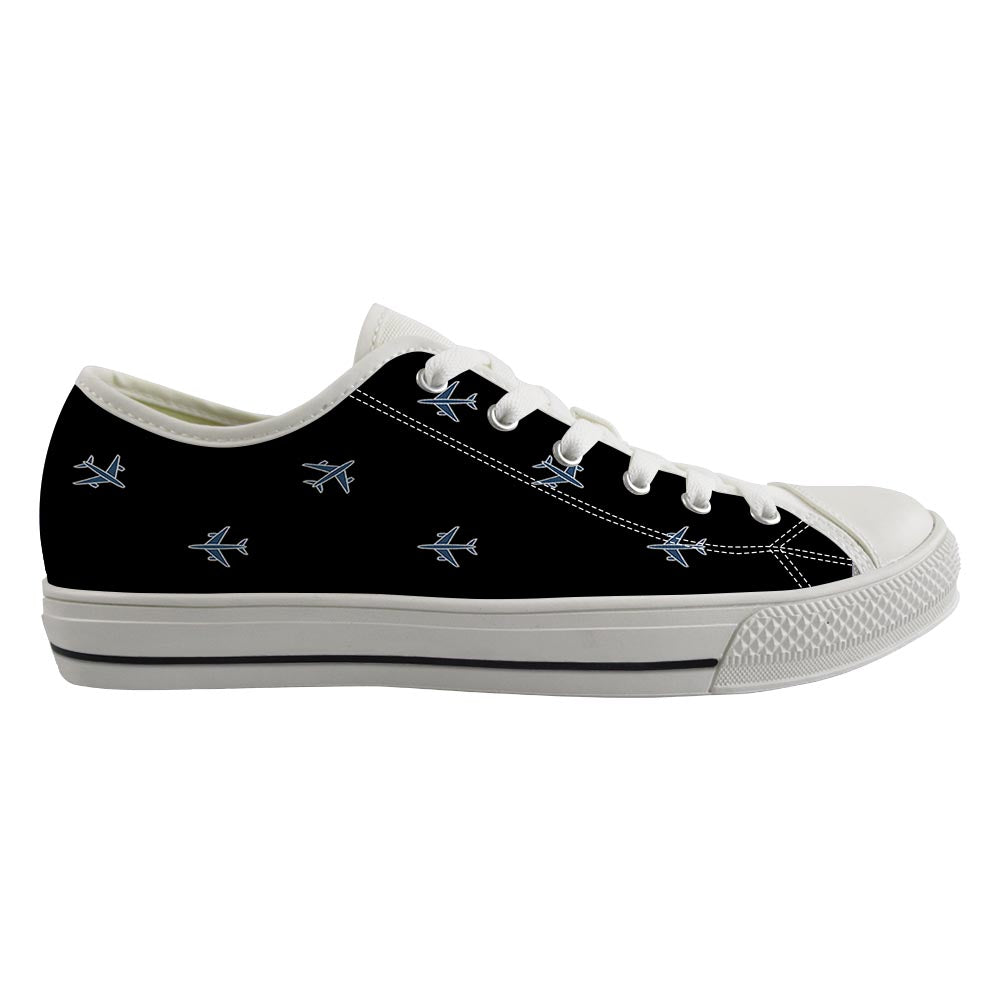 Nice Airplanes (Black) Designed Canvas Shoes (Men)