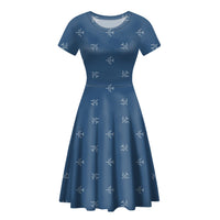 Thumbnail for Nice Airplanes (Blue) Designed Women Midi Dress