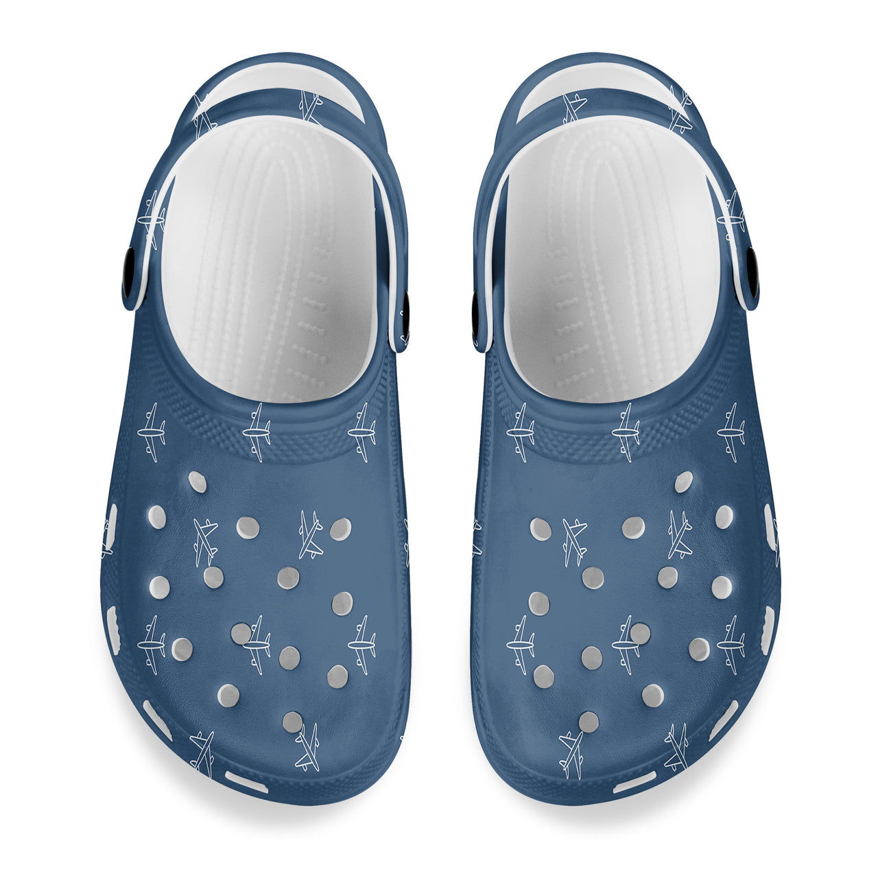 Nice Airplanes (Blue) Designed Hole Shoes & Slippers (MEN)