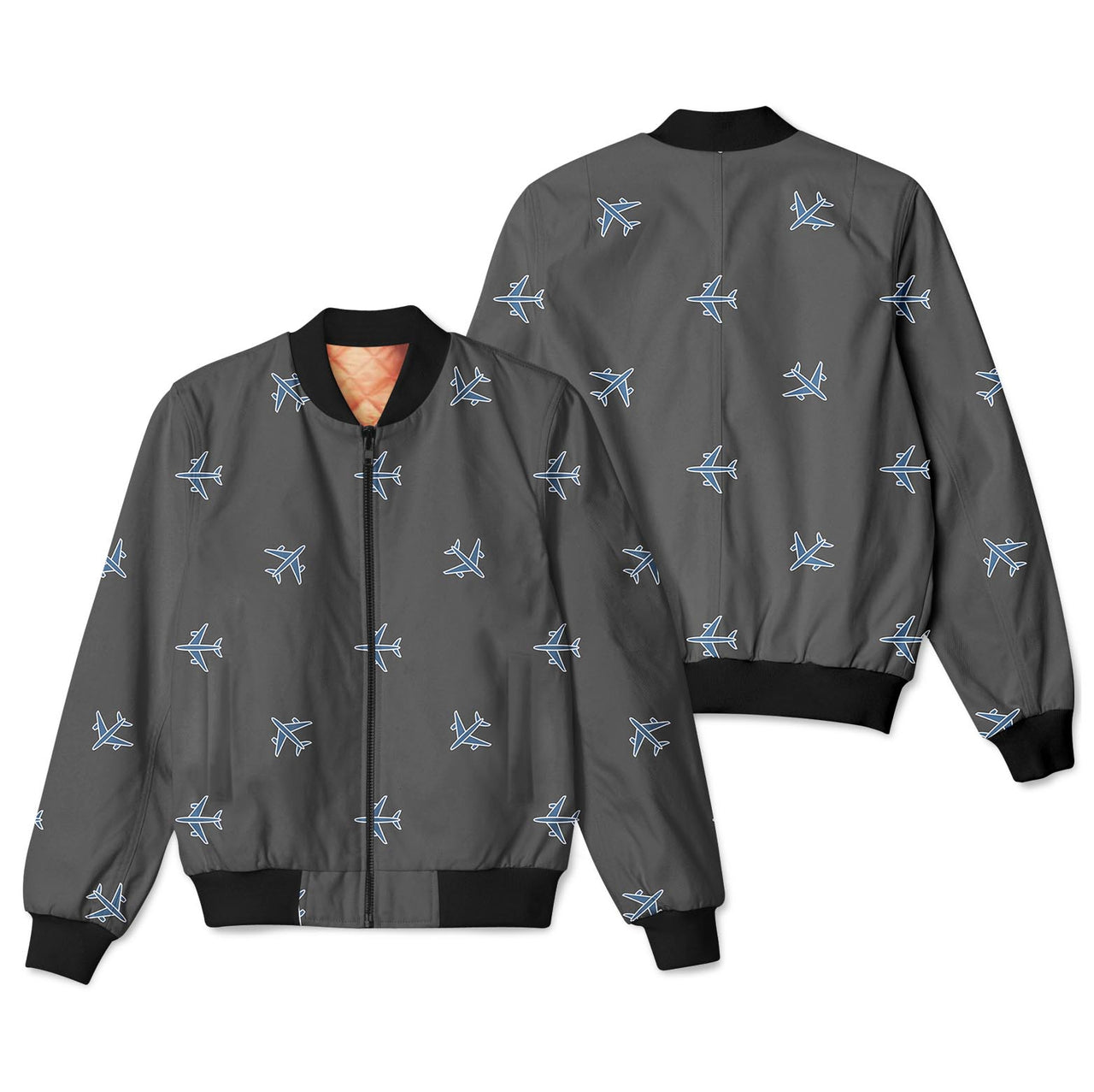 Nice Airplanes (Gray) Designed 3D Pilot Bomber Jackets