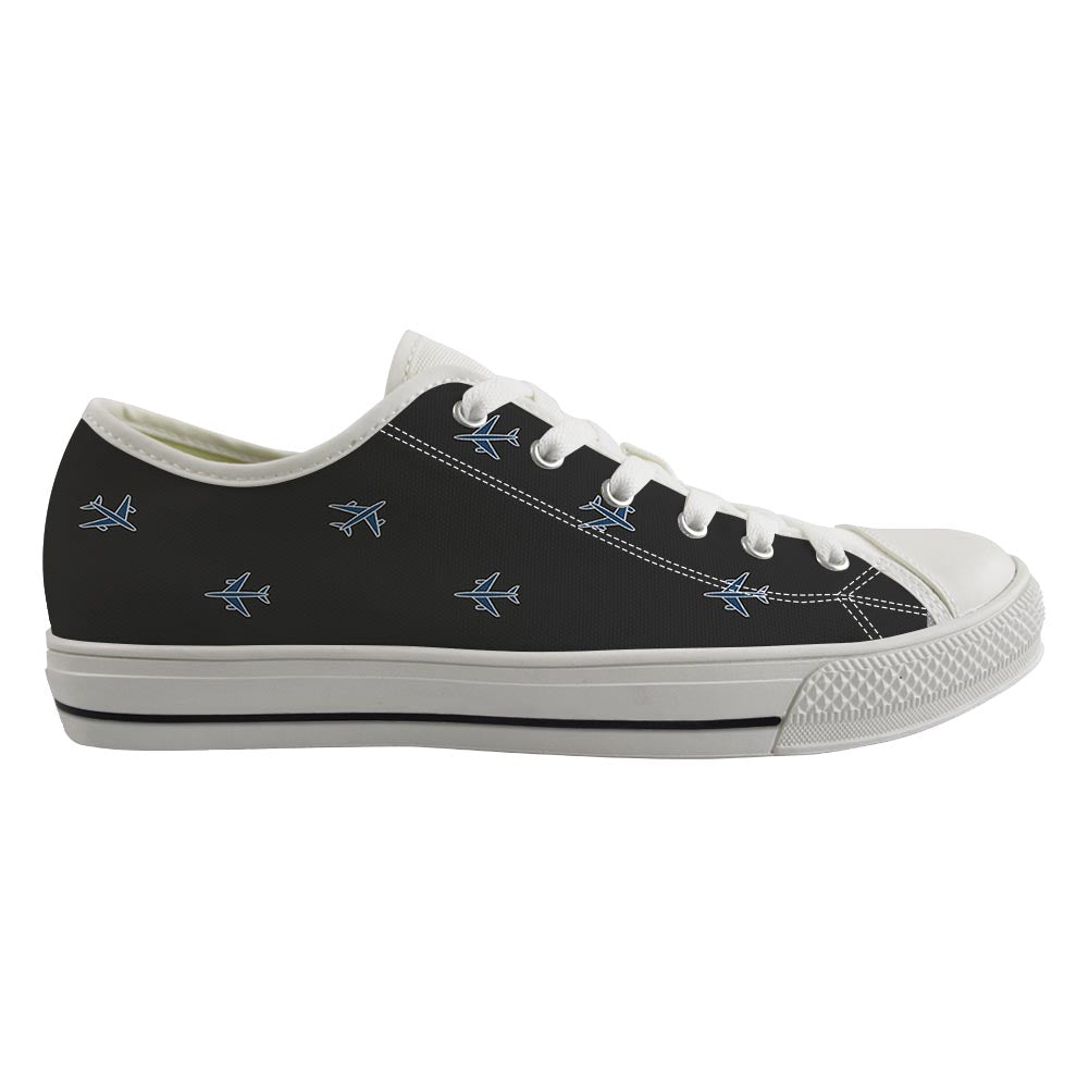 Nice Airplanes (Gray) Designed Canvas Shoes (Men)