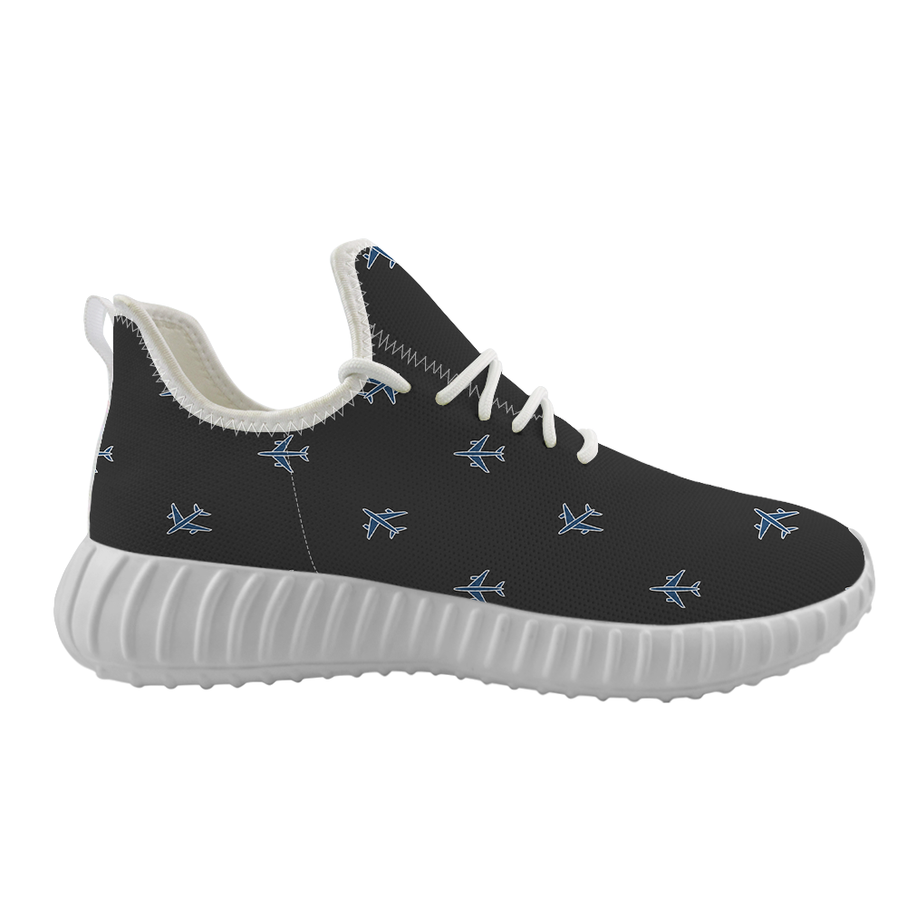 Nice Airplanes (Gray) Designed Sport Sneakers & Shoes (WOMEN)