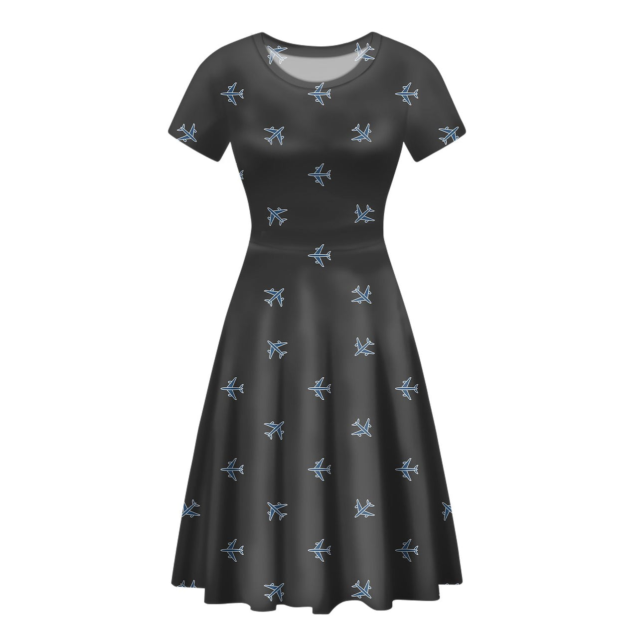 Nice Airplanes (Gray) Designed Women Midi Dress