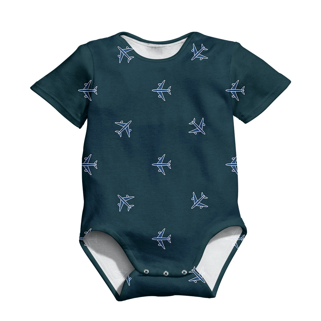 Nice Airplanes (Green) Designed 3D Baby Bodysuits