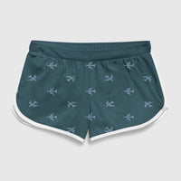 Thumbnail for Nice Airplanes (Green) Designed Women Beach Style Shorts