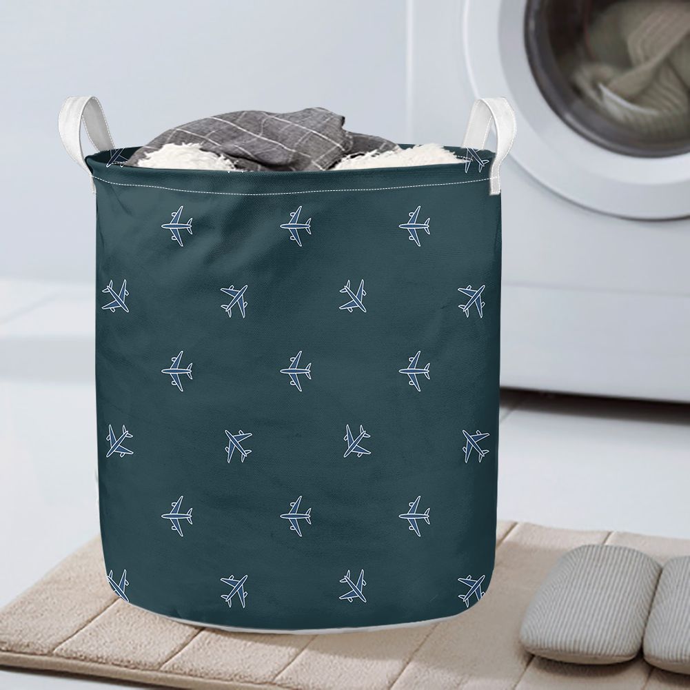 Nice Airplanes (Green) Designed Laundry Baskets