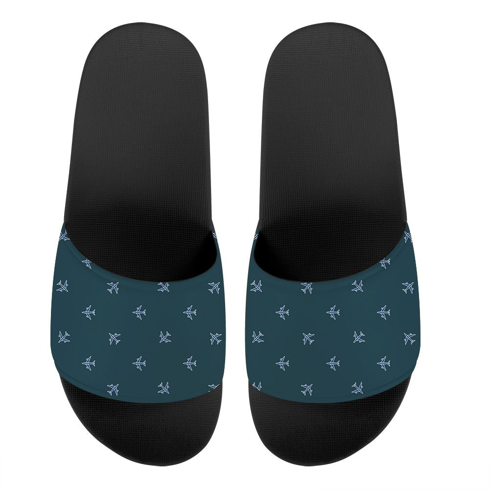 Nice Airplanes (Green) Designed Sport Slippers
