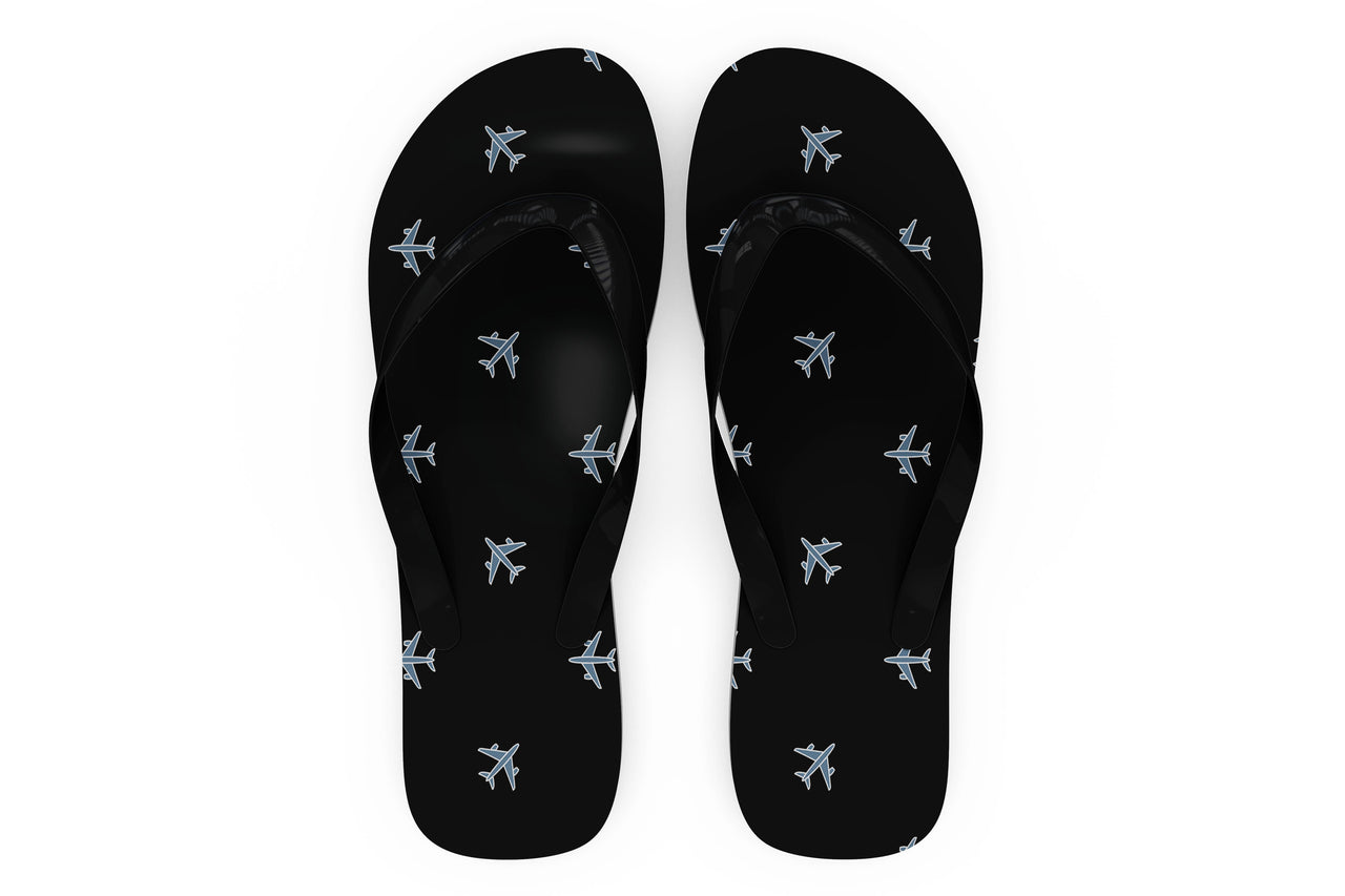 Nice Airplanes (Black) Designed Slippers (Flip Flops)
