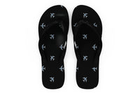 Thumbnail for Nice Airplanes (Black) Designed Slippers (Flip Flops)
