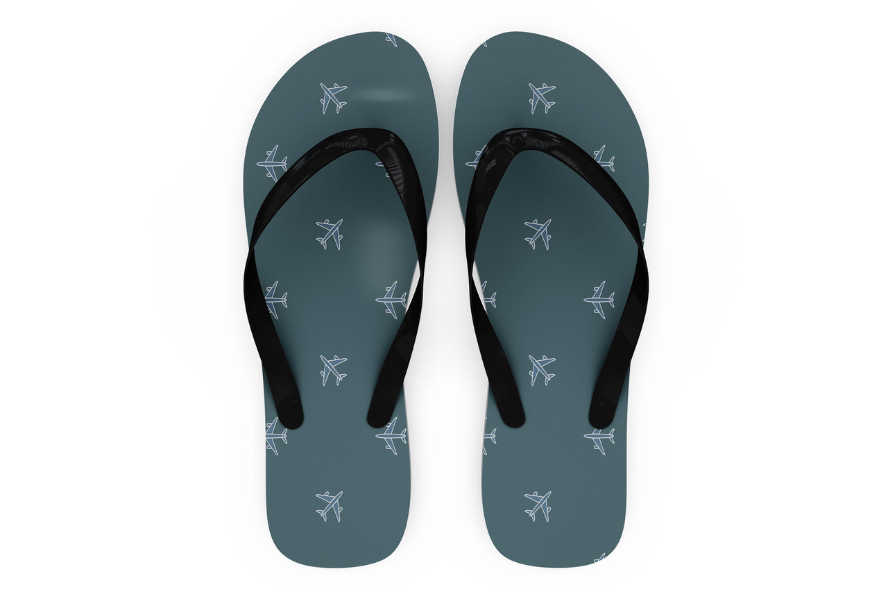 Nice Airplanes (Green) Designed Slippers (Flip Flops)