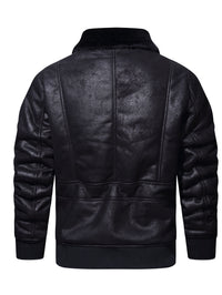 Thumbnail for Leather Stylish Cool Pilot Jacket with Fur Jackets