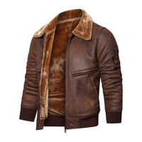 Thumbnail for Leather Stylish Cool Pilot Jacket with Fur Jackets
