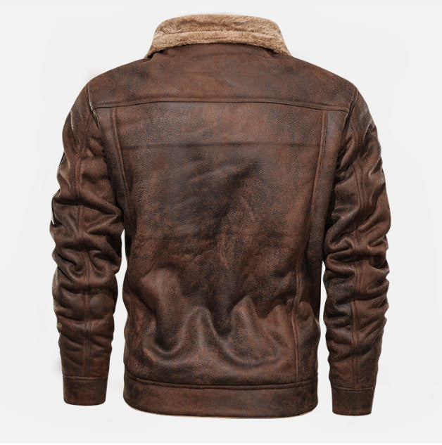 Leather Stylish Cool Pilot Jacket with Fur Jackets (2)