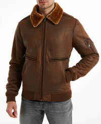 Thumbnail for Leather Stylish Cool Pilot Jacket with Fur Jackets