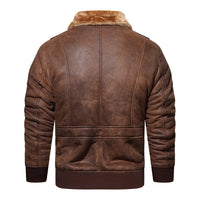 Thumbnail for Leather Stylish Cool Pilot Jacket with Fur Jackets
