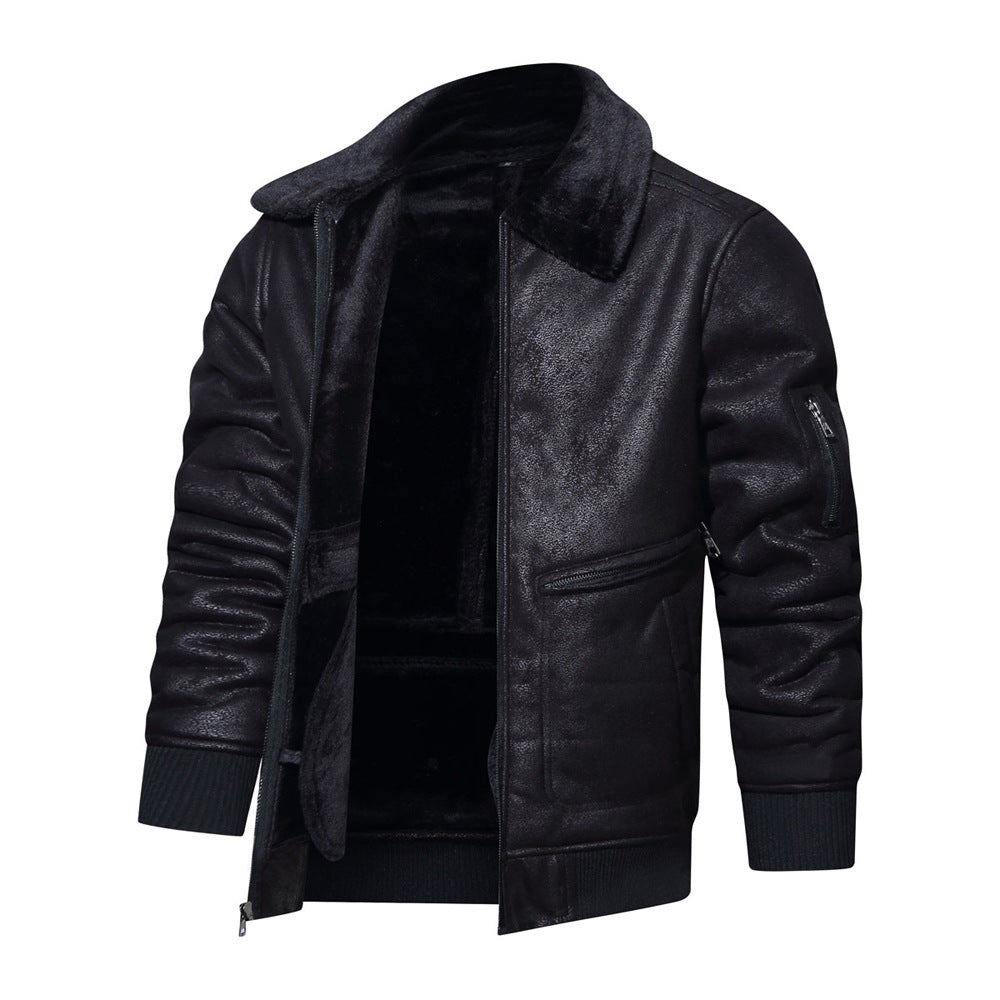 Leather Stylish Cool Pilot Jacket with Fur Jackets