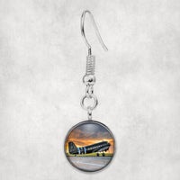 Thumbnail for Old Airplane Parked During Sunset Designed Earrings