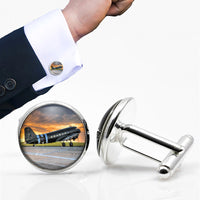 Thumbnail for Old Airplane Parked During Sunset Designed Cuff Links