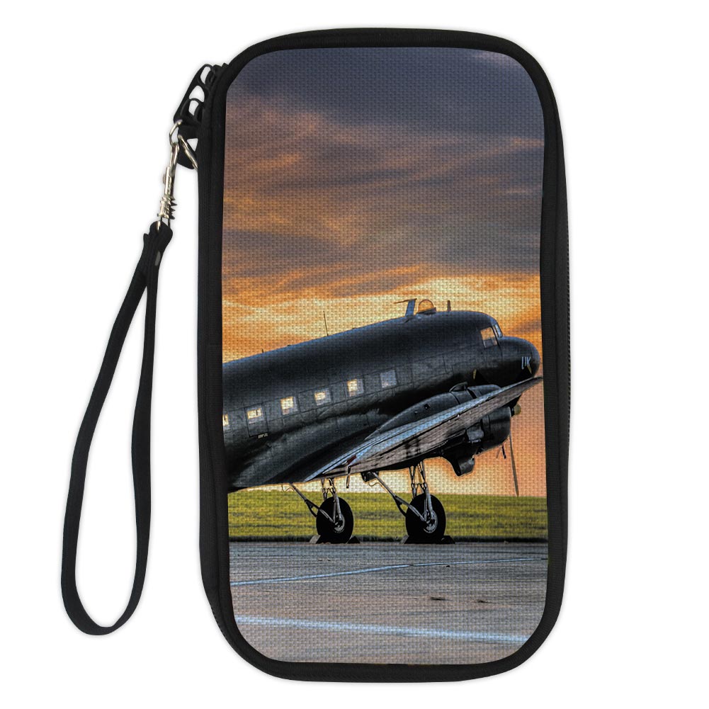 Old Airplane Parked During Sunset Designed Travel Cases & Wallets