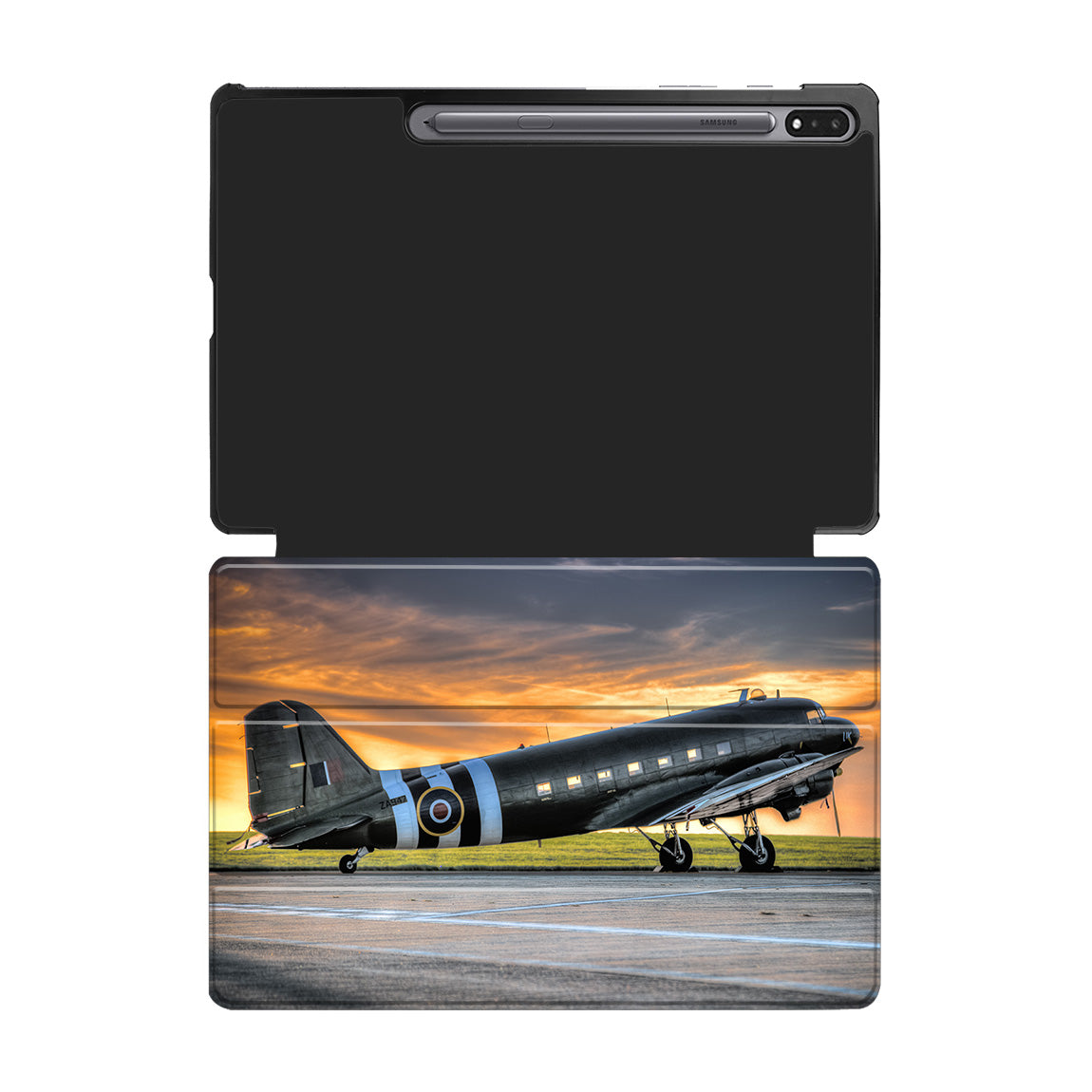 Old Airplane Parked During Sunset Designed Samsung Tablet Cases