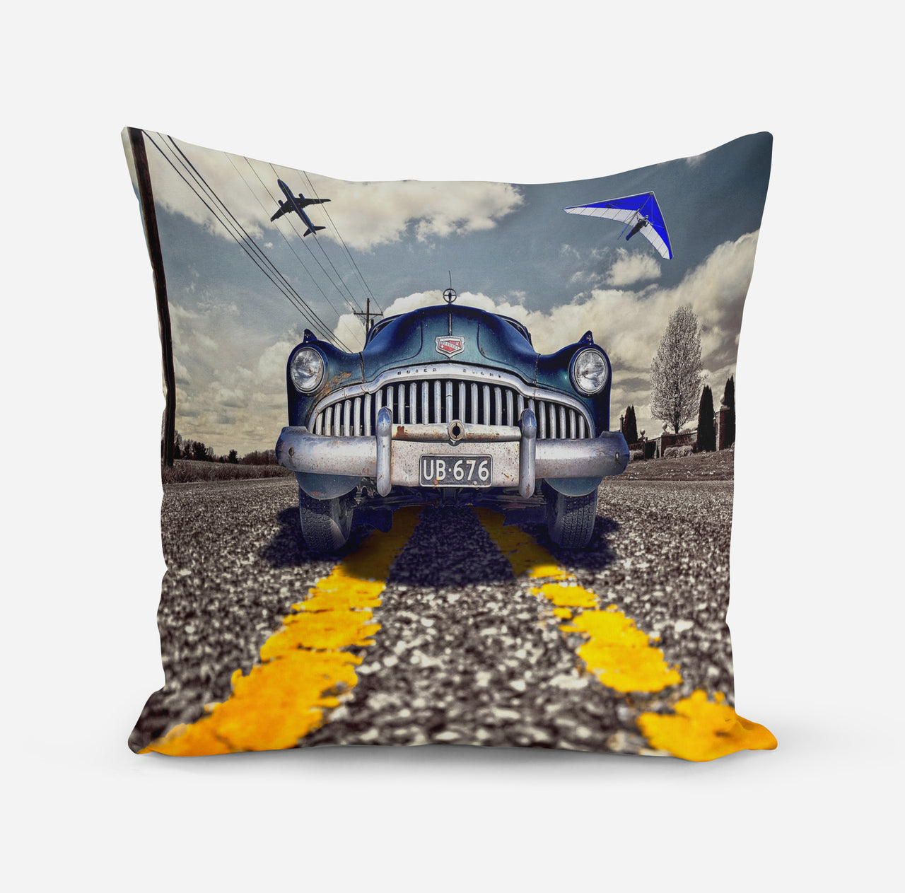 Old Car and Planes Designed Pillows