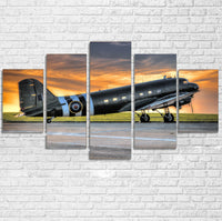 Thumbnail for Old Airplane Parked During Sunset Printed Multiple Canvas Poster Aviation Shop 