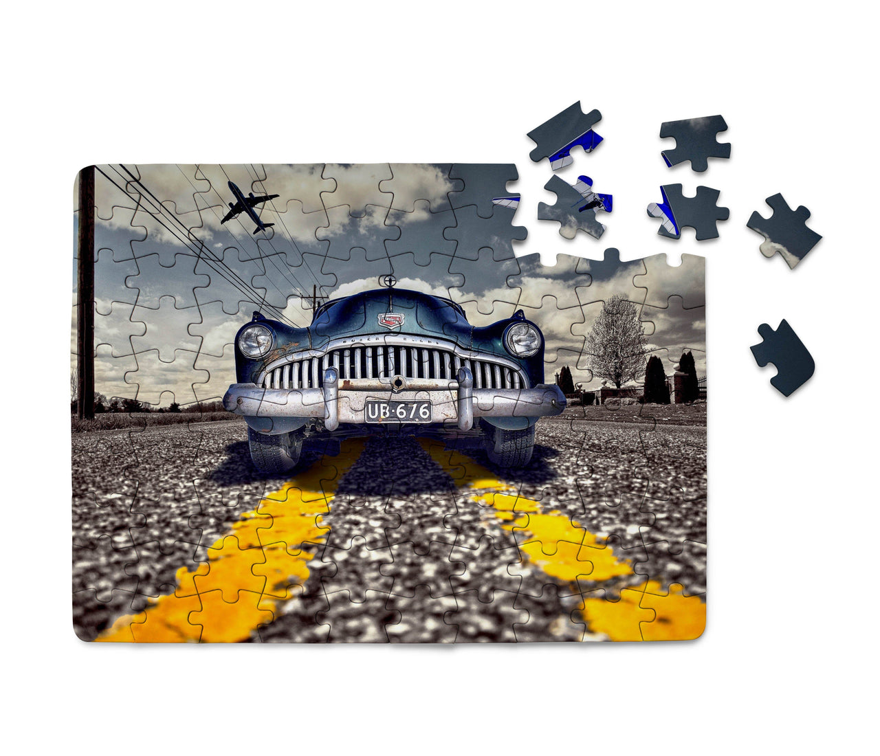 Old Car and Planes Printed Puzzles Aviation Shop 