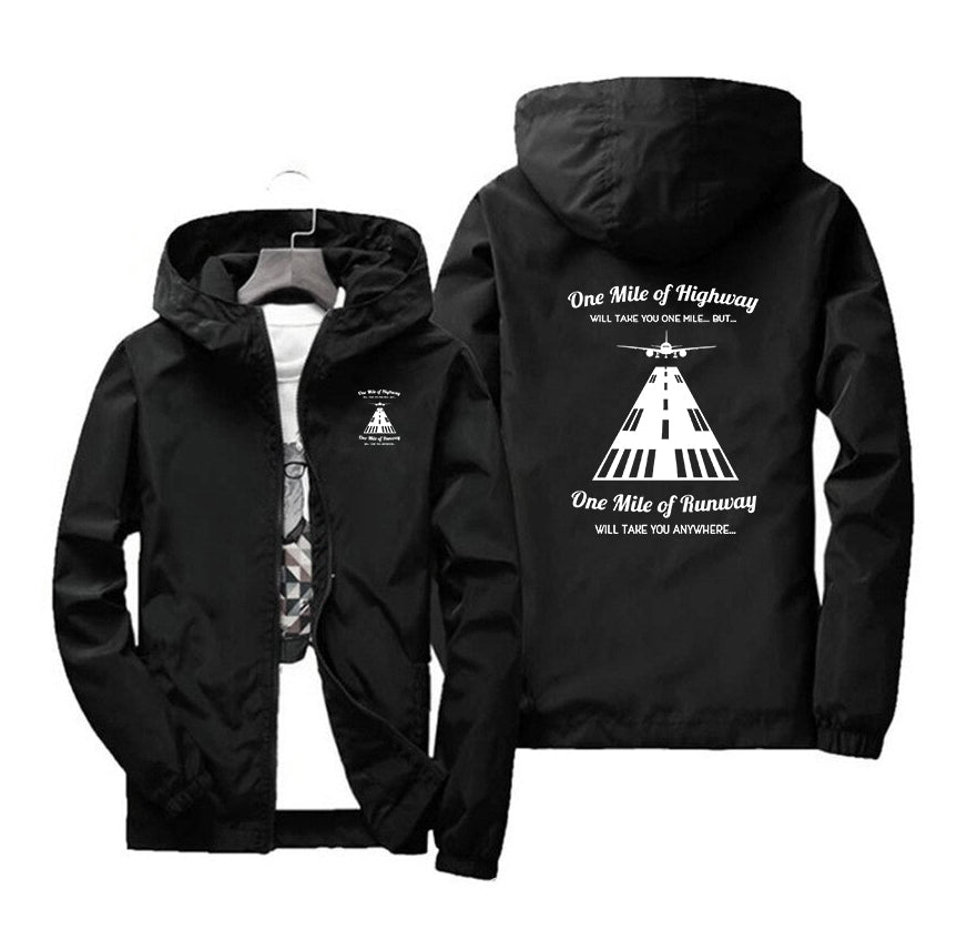 One Mile of Runway Will Take you Anywhere Designed Windbreaker Jackets