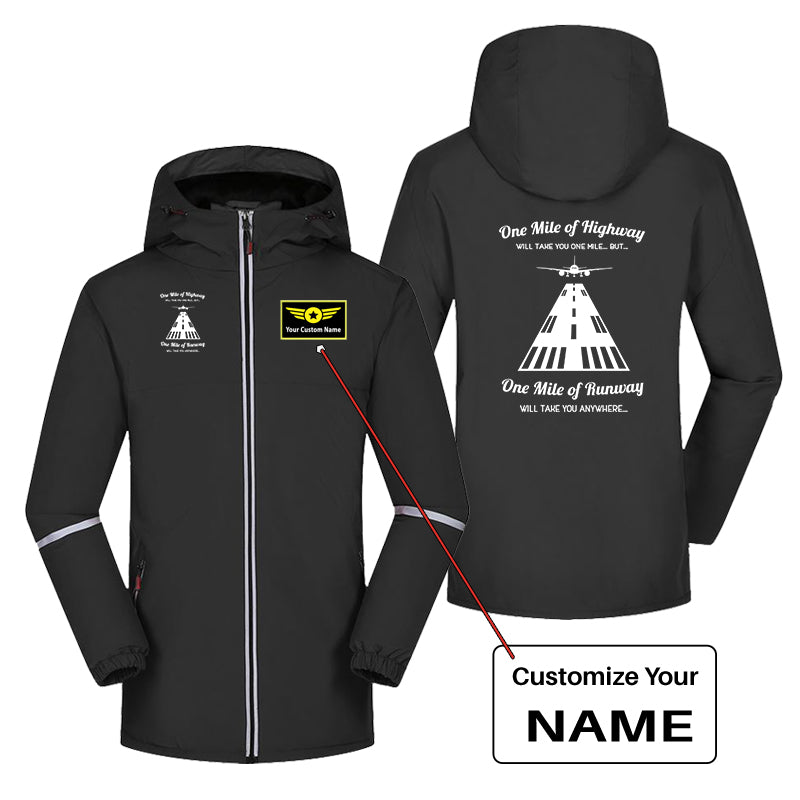 One Mile of Runway Will Take you Anywhere Designed Rain Coats & Jackets