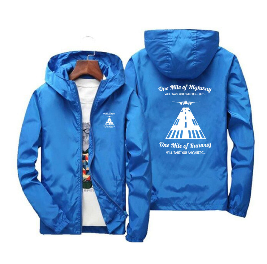 One Mile of Runway Will Take you Anywhere Designed Windbreaker Jackets