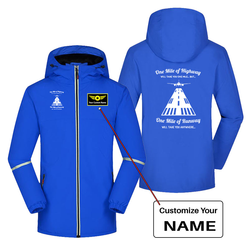 One Mile of Runway Will Take you Anywhere Designed Rain Coats & Jackets