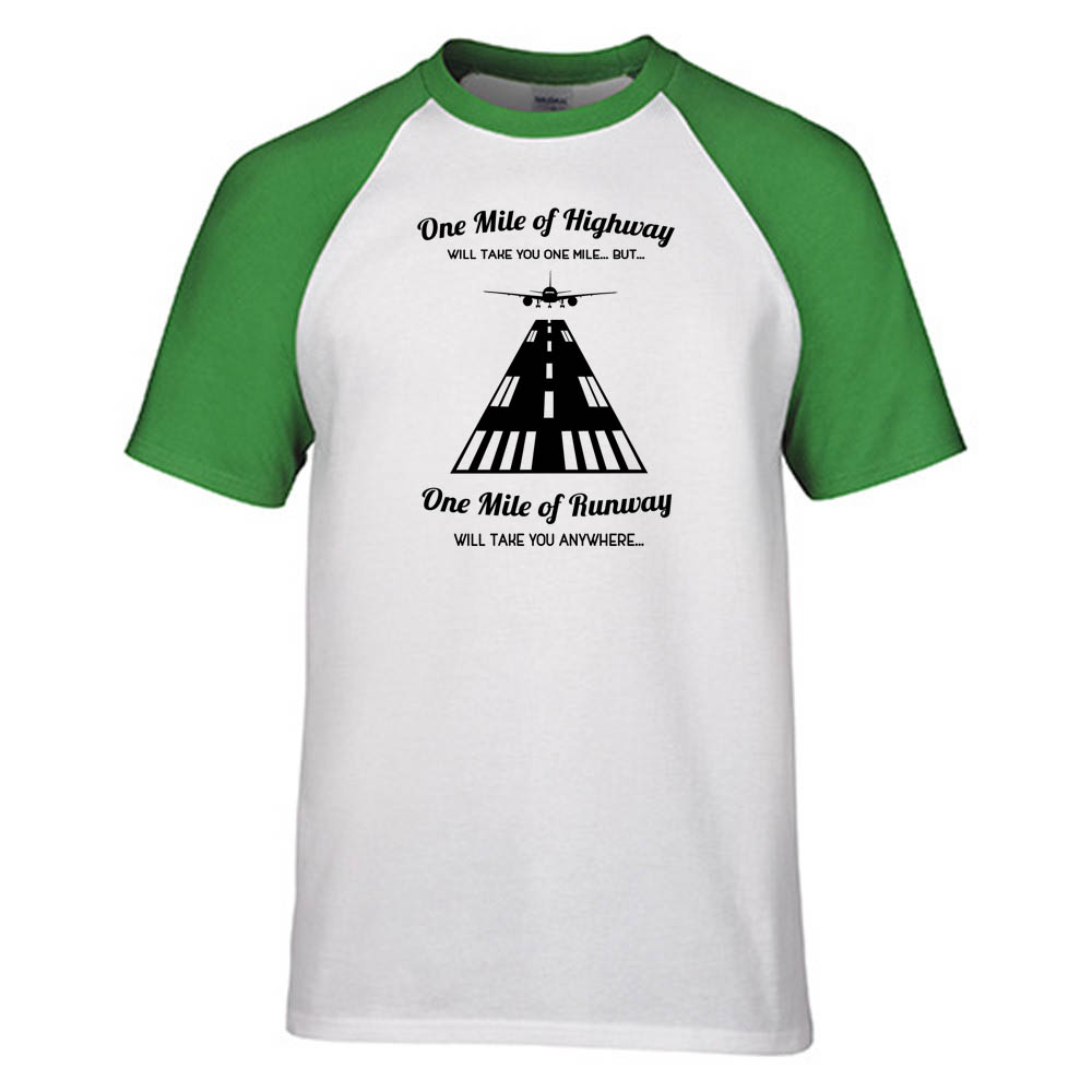 One Mile of Runway Will Take you Anywhere Designed Raglan T-Shirts