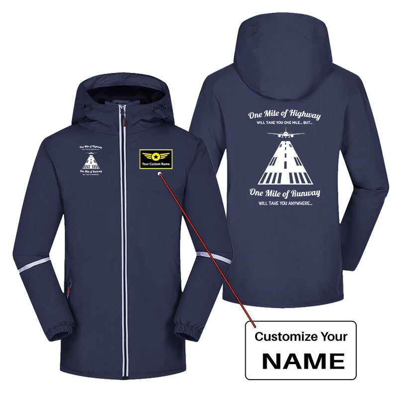 One Mile of Runway Will Take you Anywhere Designed Rain Coats & Jackets